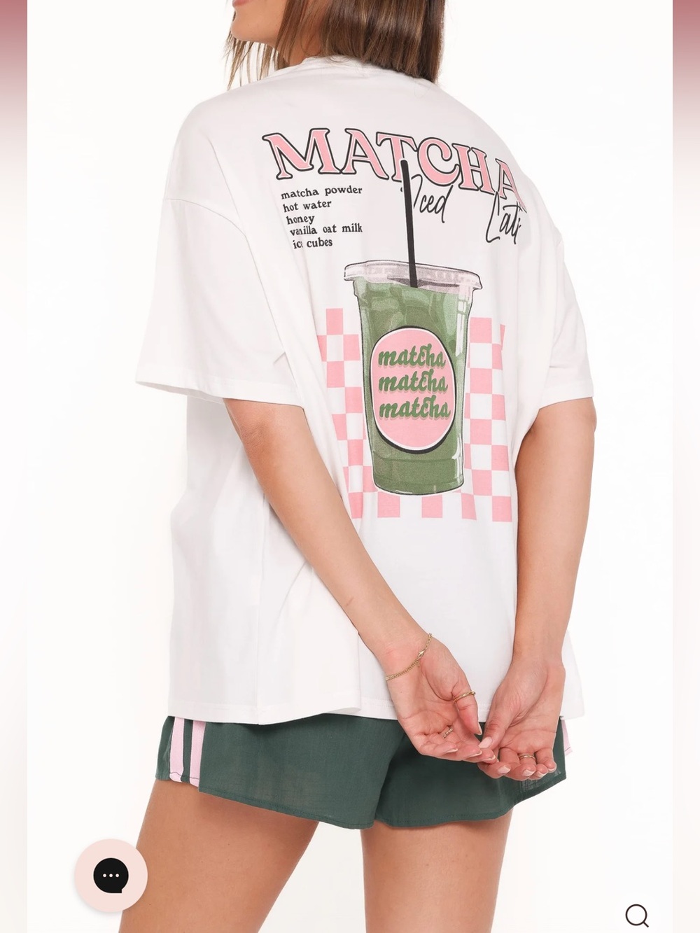 Matcha Graphic Tee - White with Pink & Green 
Petal and pup Billie Short Set